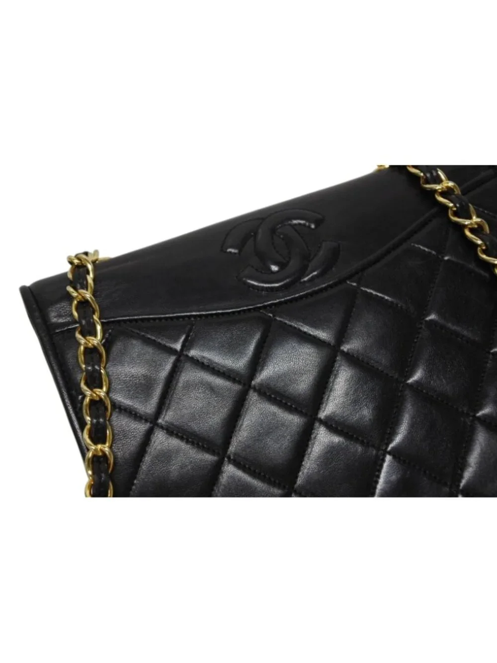 Chanel S Flap S Chain Shoulder Bag CC Logo Lambskin Black Gold